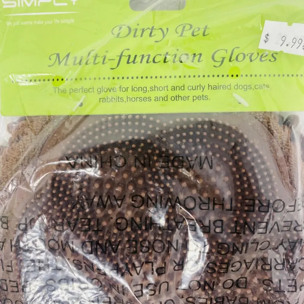 simply dirty pet multi function gloves for grooming dogs and other pets